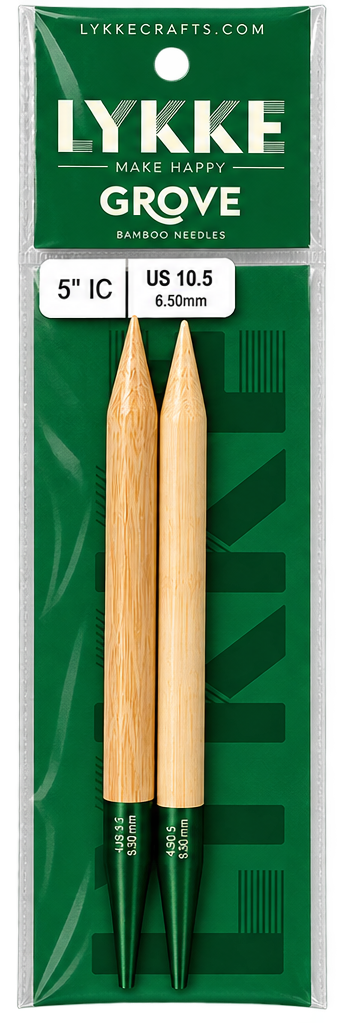 Interchangeable circular knitting needle 5" long US 10.5 (6.5 mm) Lykke Crafts GROVE (bamboo)