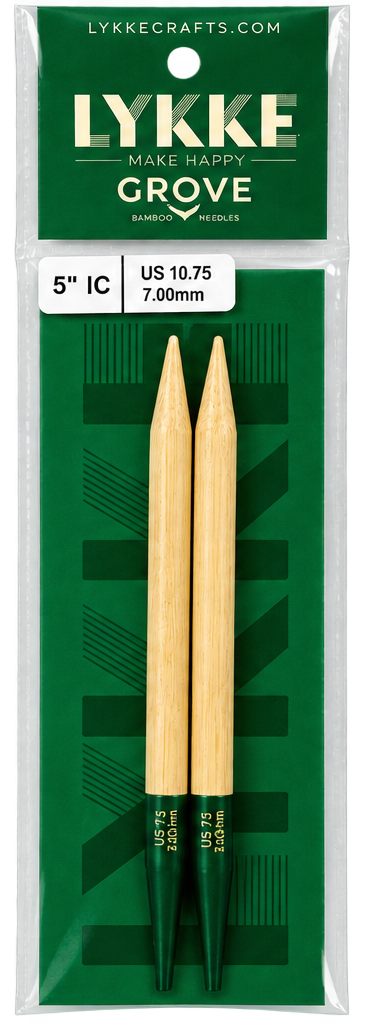 Interchangeable circular knitting needle 5" long US 10.75 (7.0 mm) Lykke Crafts GROVE (bamboo)