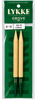 Interchangeable circular knitting needle 5" long US 10 (6.0 mm) Lykke Crafts GROVE (bamboo)