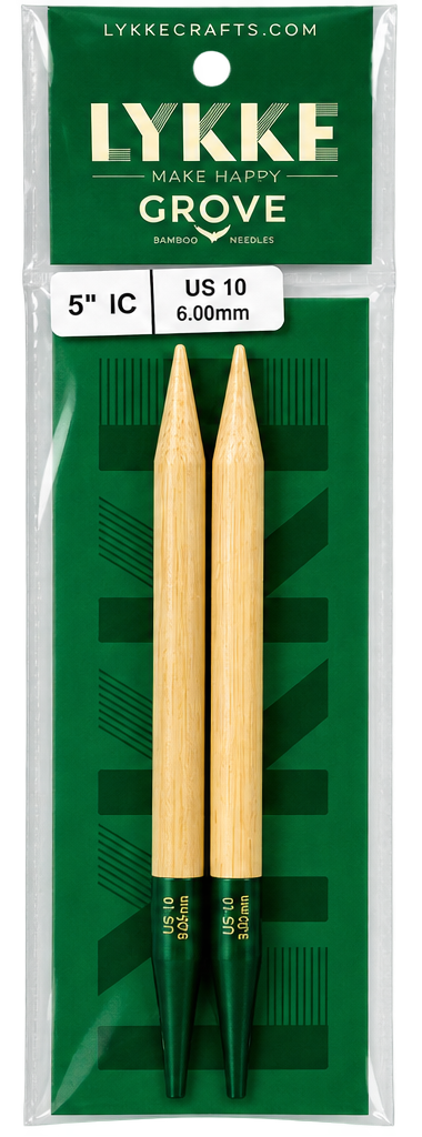 Interchangeable circular knitting needle 5" long US 10 (6.0 mm) Lykke Crafts GROVE (bamboo)