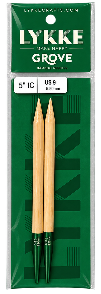 Interchangeable circular knitting needle 5" long US 9 (5.5 mm) Lykke Crafts GROVE (bamboo)