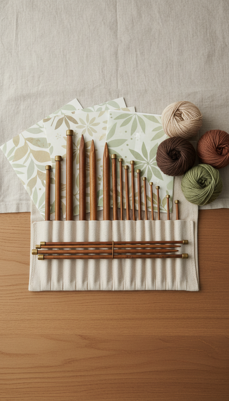 Antique-Finish Wooden Needle Set